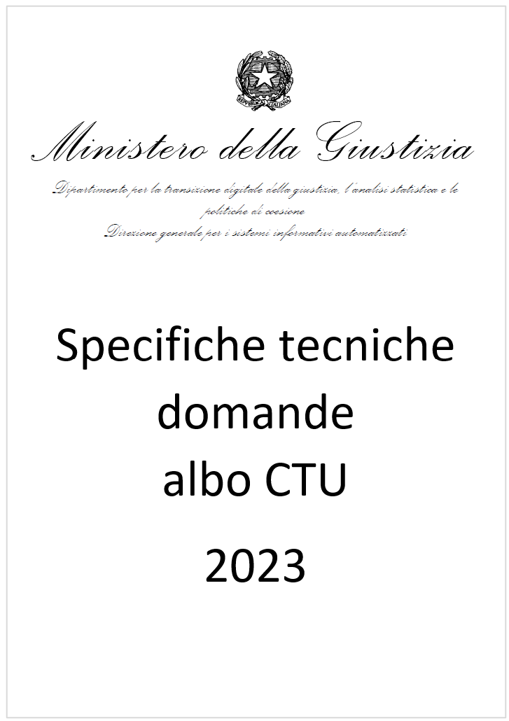 Specifiche tecniche albo CTU del 4 diembre 2023 Specifiche tecniche albo CTU del 4 diembre 2023