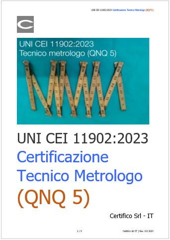 UNI CEI 11902 2023 Tecnico metrologo livello QNQ 5 UNI CEI 11902 2023 Tecnico metrologo livello QNQ 5