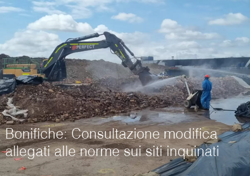 Bonifiche Consultazione sulla modifica degli allegati alle norme sui siti inquinati Bonifiche Consultazione sulla modifica degli allegati alle norme sui siti inquinati