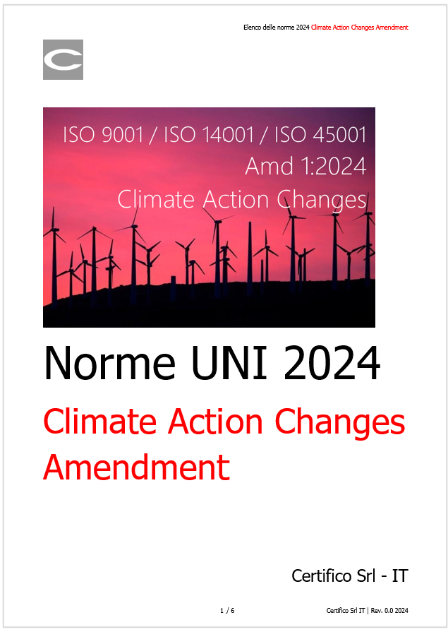 Elenco delle norme UNI 2024 Climate Action Changes Elenco delle norme UNI 2024 Climate Action Changes