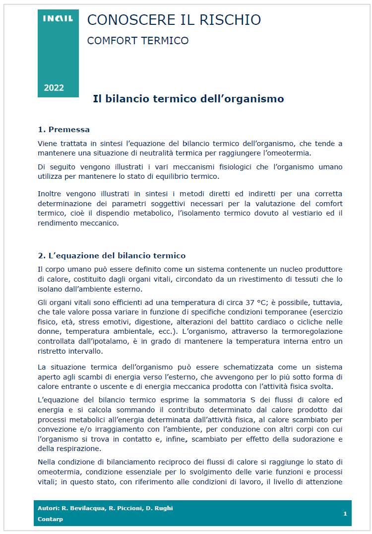 Ergonomia Comfort termico Il bilancio termico Ergonomia Comfort termico Il bilancio termico