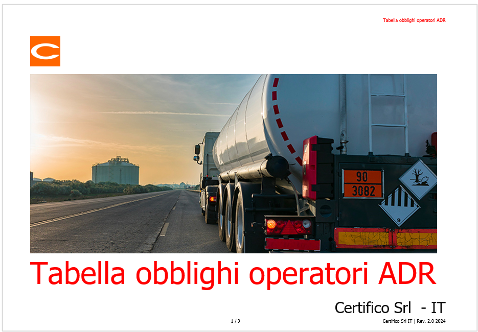 Obblighi operatori ADR Obblighi operatori ADR