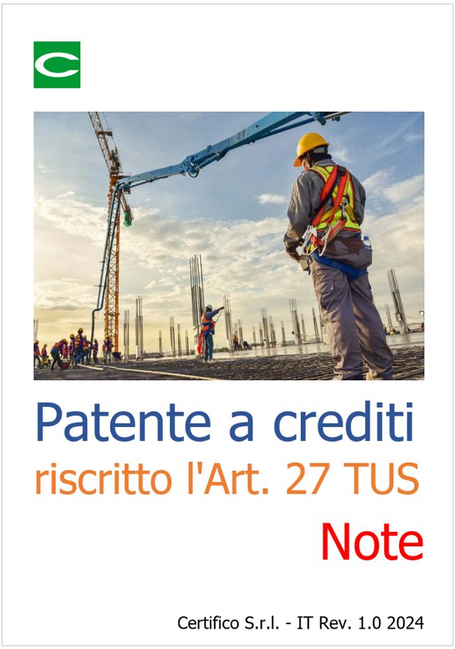 Patente a crediti riscritto l Art 27 del D Lgs 81 2008 Note Patente a crediti riscritto l Art 27 del D Lgs 81 2008 Note