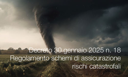 Decreto 30 gennaio 2025 n 18 Regolamento schemi di assicurazione rischi catastrofali Decreto 30 gennaio 2025 n 18 Regolamento schemi di assicurazione rischi catastrofali