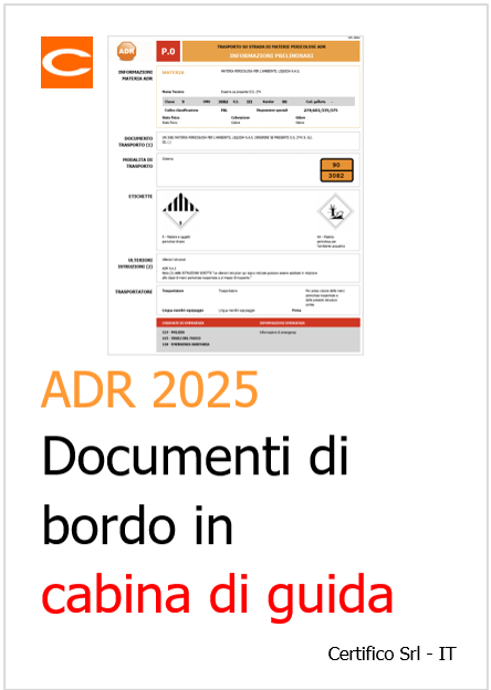 Documenti di bordo in cabina di guida ADR 2025