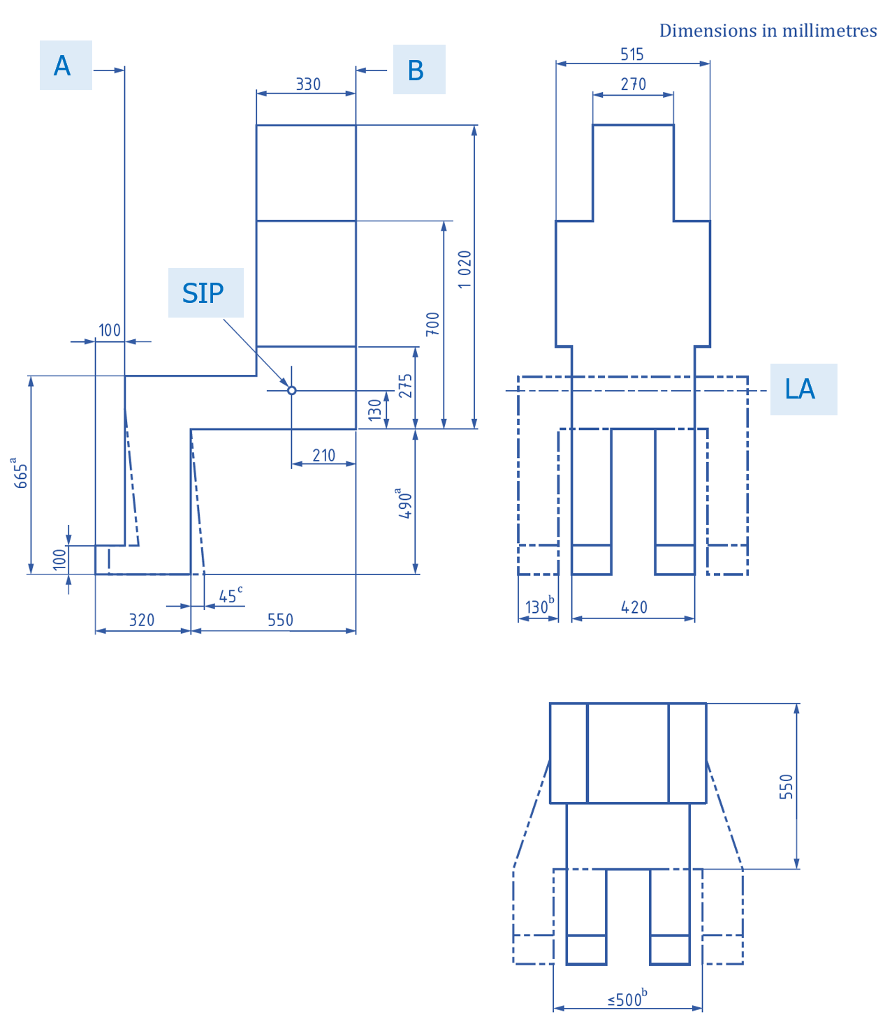 Figure 1   Orthogonal DLV dimensions