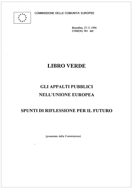 Libro verde   Gli appalti pubblici nell unione europea 1996