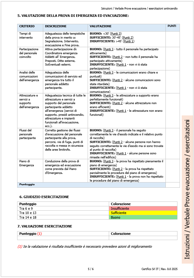 Modello Prove evacuazione esercitazioni antincendio Verbale Modello Prove evacuazione esercitazioni antincendio Verbale