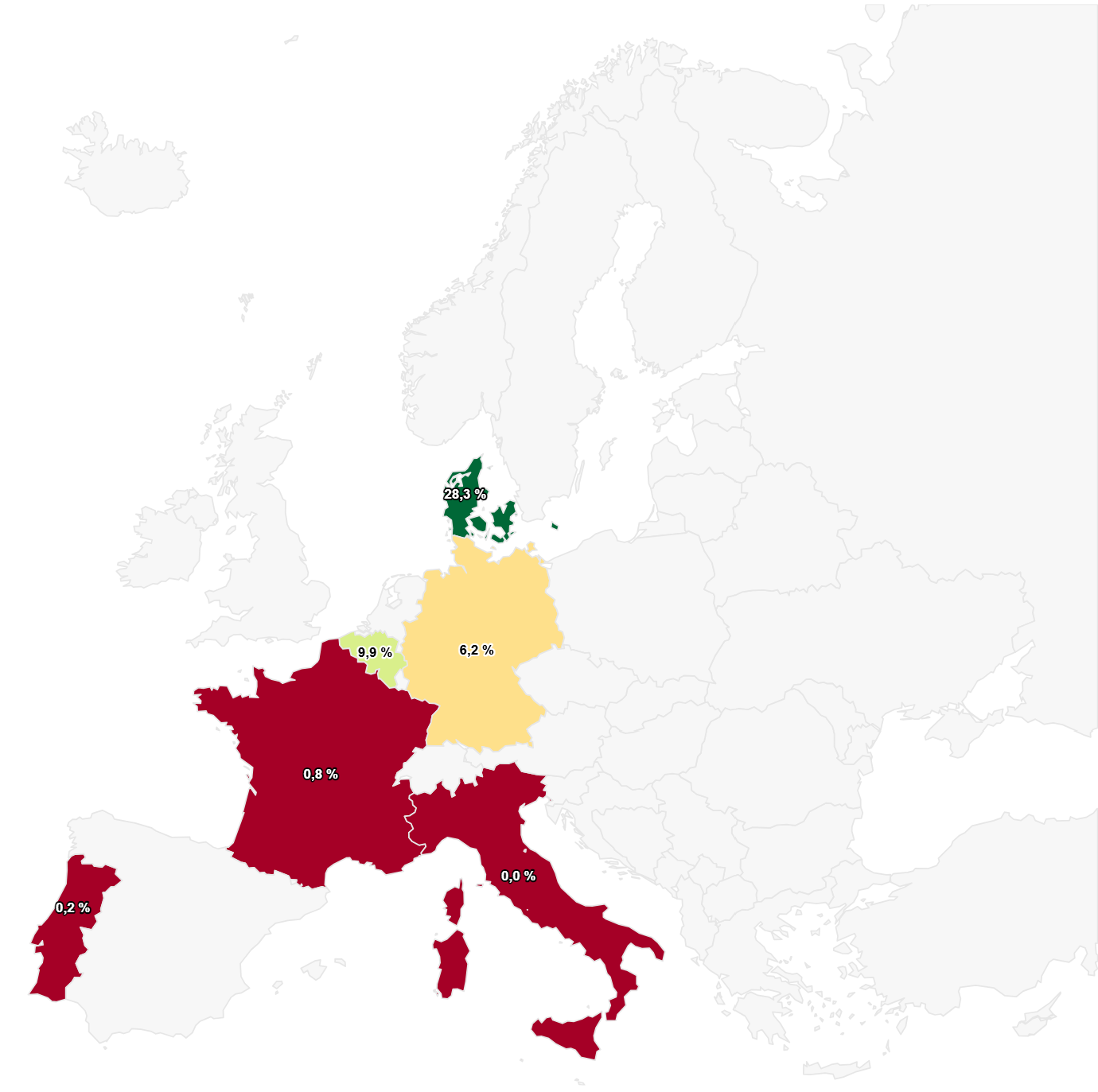 Quota di eolico offshore del produzione di energia elettrica pubblica in 2024 Quota di eolico offshore del produzione di energia elettrica pubblica in 2024