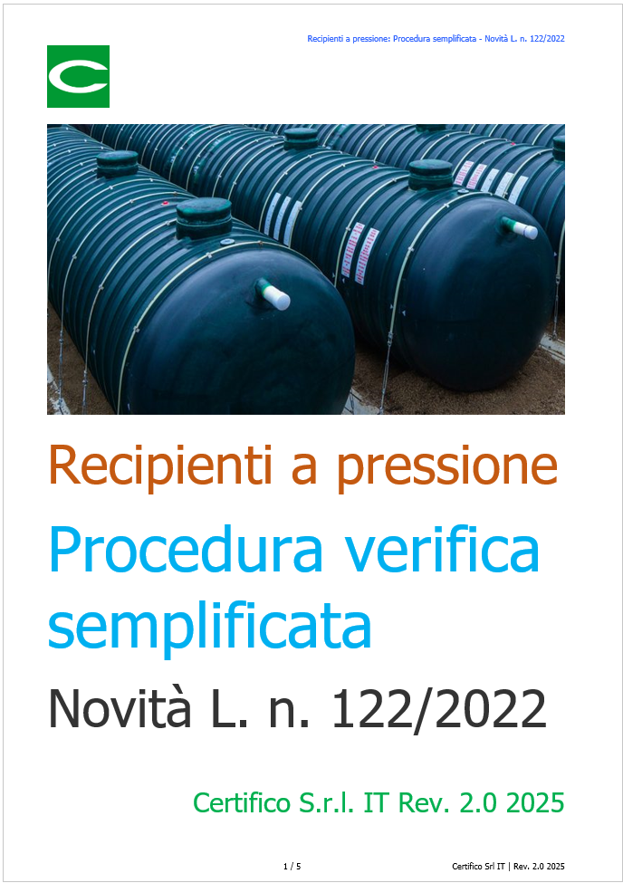 Recipienti a pressione Procedura verifica semplificata 2025 Recipienti a pressione Procedura verifica semplificata 2025