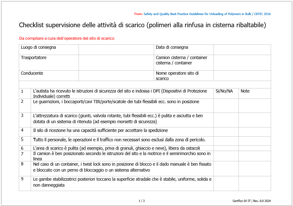 Safety and Quality Best Practice Guidelines for Unloading of Polymers in Bulk   CK