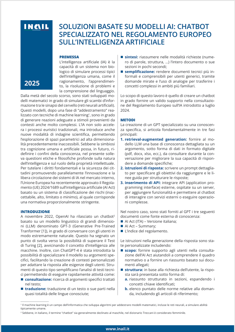 Soluzioni basate su modelli AI   chatbot specializzato nel Reg  AI