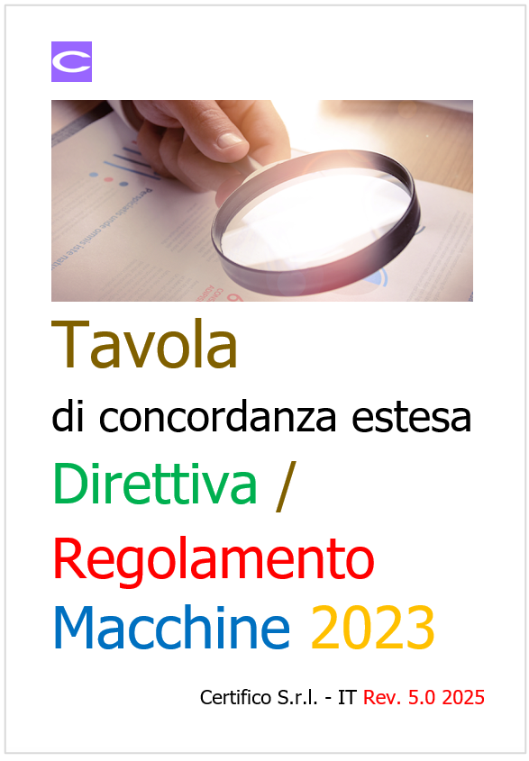 Tavola concordanza estesa  Direttiva   Regolamento Macchine 2023